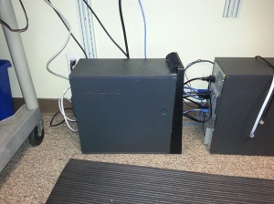 Nothing more glamorous than an old ThinkCentre shoved under a desk, amiright?